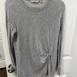 Athleta Long Sleeve Top Women Small Gray Twist Front Athletic Yoga Activewear